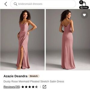 Azazie Deandra Stretch Satin Gown in Dusty Rose